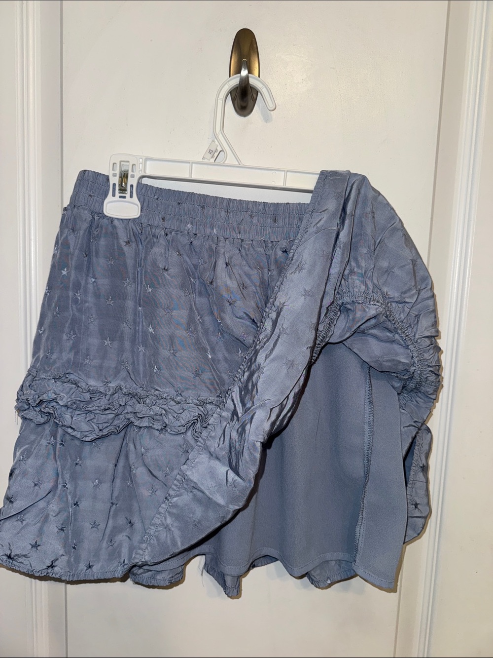 American Threads Dusty Blue Ruffle Mini Skirt - Picture 2 of 3
